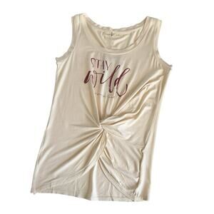 Niyama Sol Stay Wild Cream Twist Front Athletic Tank Top Women’s Athleisure XS